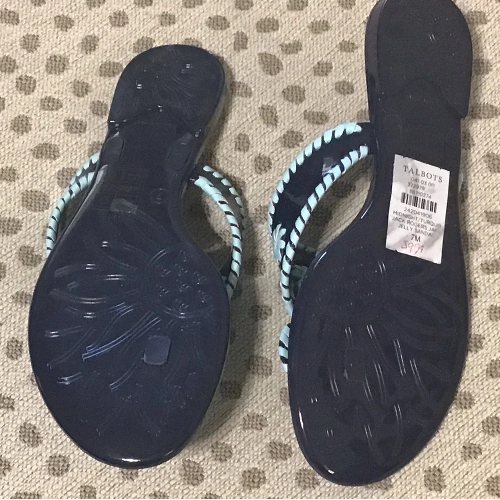 Jack Rogers Black and Light Blue jelly Sandals size 7